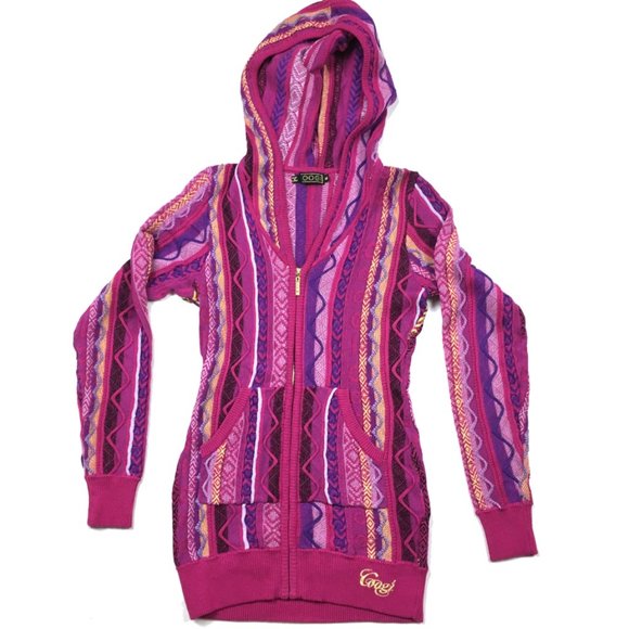 Coogi 3d Pink Knit Sweater Zip Hoodie 
